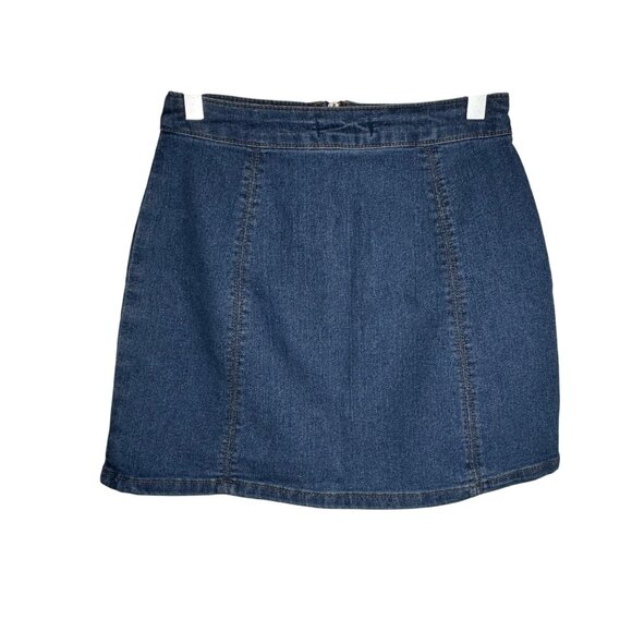 Forever 21 Denim Mini Skirt With Front Zip Closure Women's Size Small Cowgirl - Picture 3 of 5